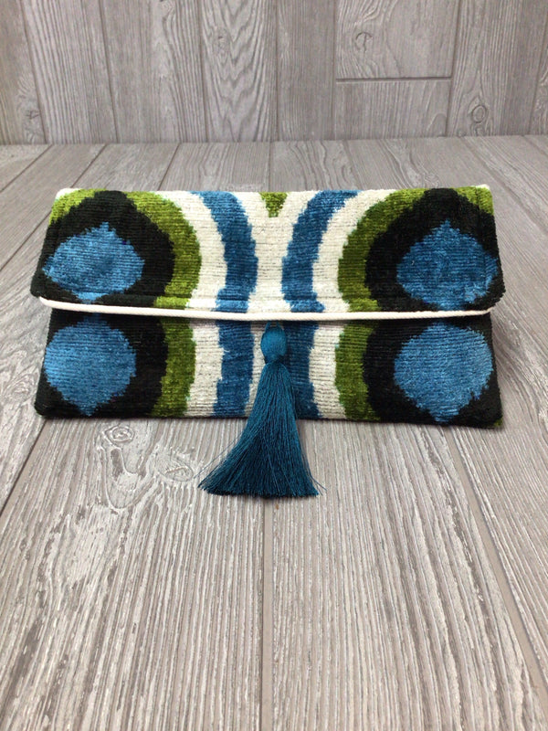 Blue Chenille clutch Purse